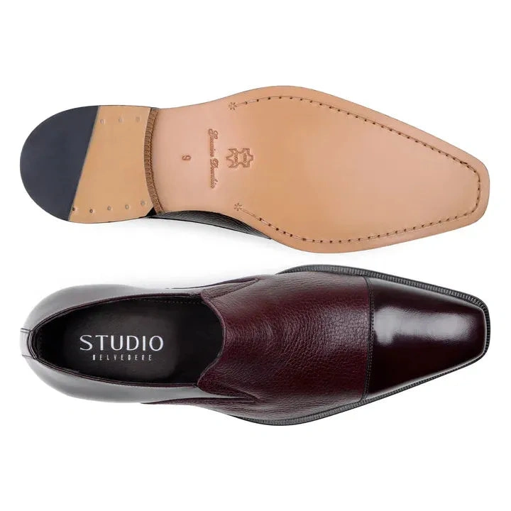 Belvedere Andreo : Cuir de cerf italien bordeaux, l'élégance masculine à vos pieds.