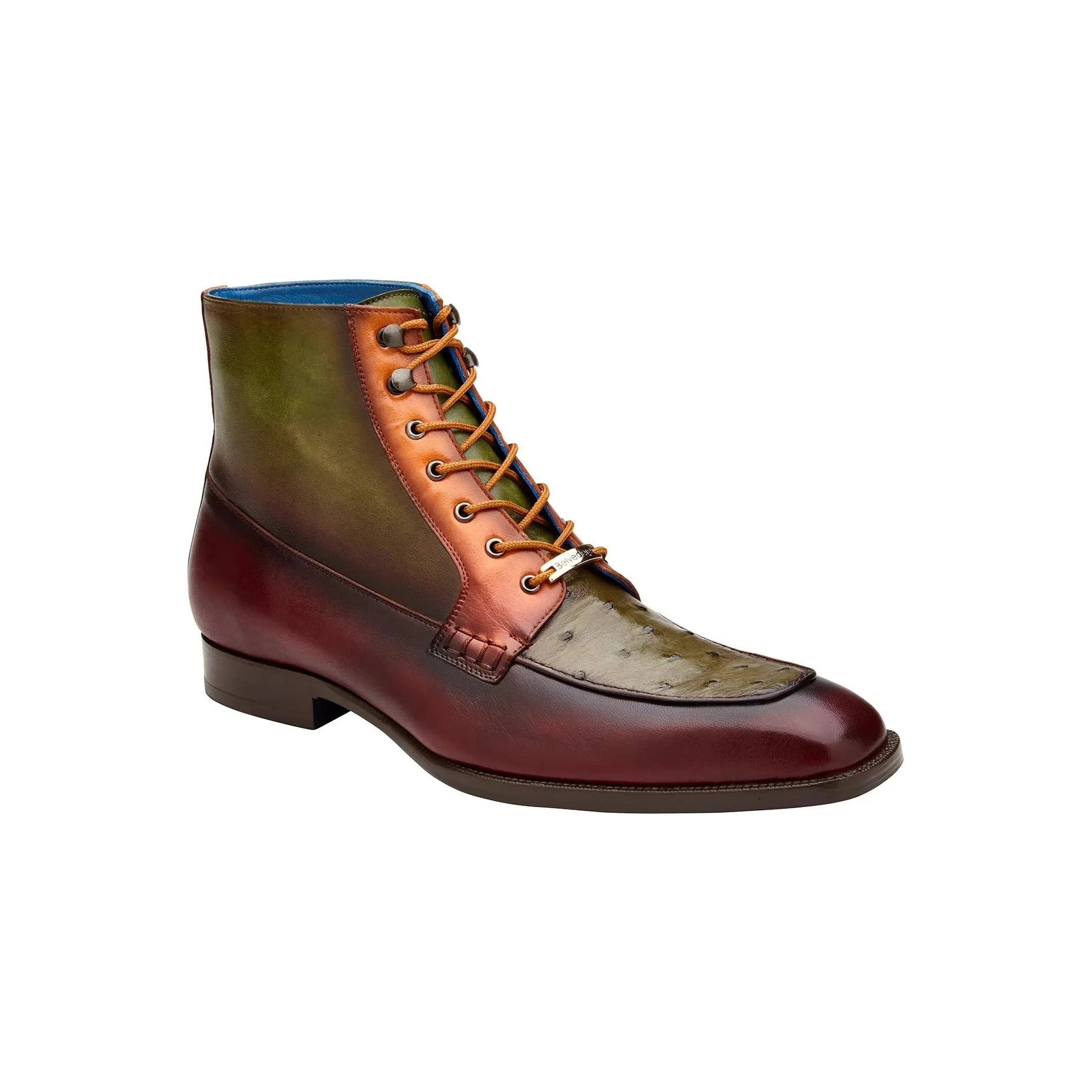 Bottes élégantes Belvedere Greco, plume d'autruche, cuir italien, rouge bordeaux, un luxe raffiné.